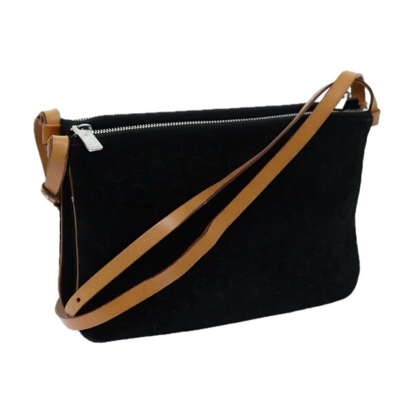 CELINE C Macadam Canvas Shoulder Bag Black Auth - Picture 1 of 16